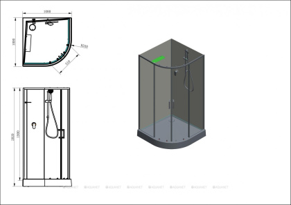 Душевая кабина Aquanet Passion EVO 100R Black 100x100