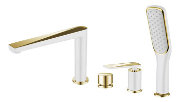 Смеситель врезной на борт ванны VENTURO белый + золото Смеситель врезной на борт ванны VENTURO белый + золото
