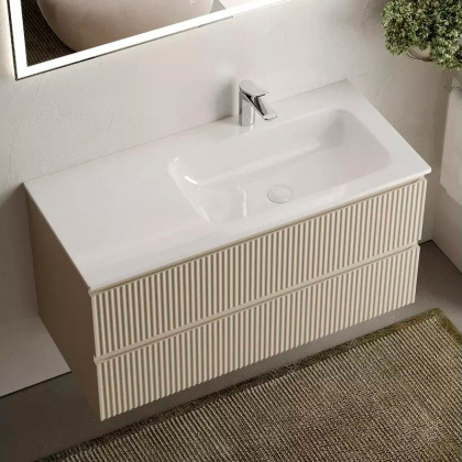 Тумба подвесная SANCOS Snob R правая 995х445х500, c двумя ящиками оснащенными доводчиками, Beige Soft , арт.SNR100RCE