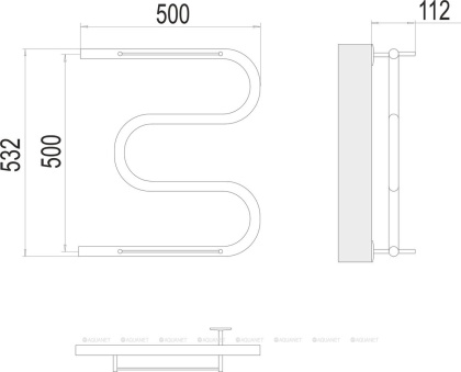 Полотенцесушитель Terminus М-образный с/п (1") 500х500