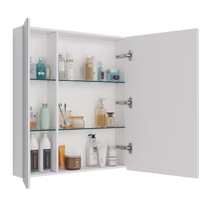 Шкаф зеркальный Lemark UNIVERSAL 70х80см 2-х дверный, цвет корпуса: Белый глянец