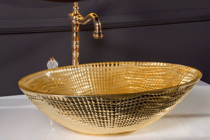 Раковина хрустальная золото овальная Раковина хрустальная золото овальная