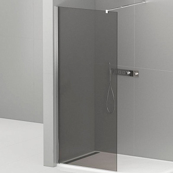 LIBERTA-L-1-90-120-GR-Cr Душевая перегородка с односторонним входом, стекло графит, профиль хром, 900x1200x1950 мм