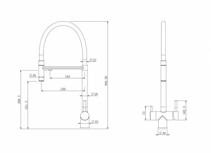 Смеситель ABBER Wasser Kreis AF81141 для кухни с подключением фильтра и выдвижной лейкой, хром