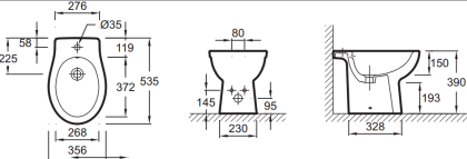 Биде напольное Jacob Delafon Patio New EBB0002-00 Биде напольное Jacob Delafon Patio New EBB0002-00