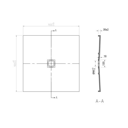 Поддон для душа из искусственного камня VST-2SR29090W, 900*900*35, белый матовый