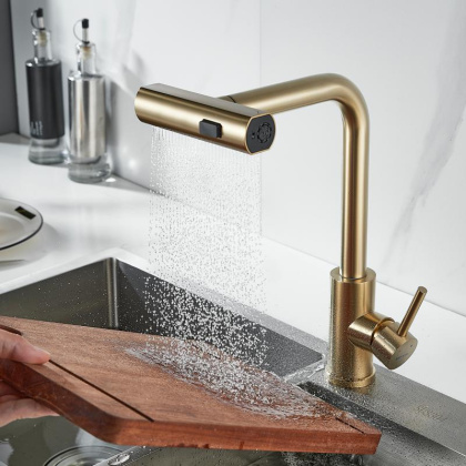 Смеситель для кухни с выдвижной лейкой Shevanik S263 S263G