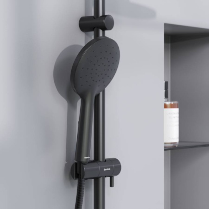 977770300 Jupiter, ДС с ванно-душевым смесителем-полкой и гиг.душем, Черный