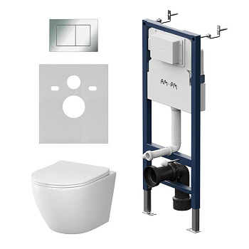 IS90251.801900 Инсталляция с клавишей PrimeFit S, хром глянец., с подвесным унитазом Like Aquaspin с сид м/лифт