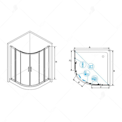Душевой уголок RGW Hotel HO-512 110x110 030651211-11 профиль Хром стекло прозрачное