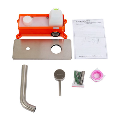 ETNA Смеситель для раковины без донного клапана встраиваемый, нержавеющая сталь, исполнение сатин, ETN-BLVM-IN ETNA Смеситель для раковины без донного клапана встраиваемый, нержавеющая сталь, исполнение сатин, ETN-BLVM-IN