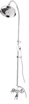 GOLF-CVD-01-Bi Душевая стойка со смесителем для ванны, верхним и ручным душем Исполнение: Хром, Ручки: Хром  GOLF-CVD-01-Bi Душевая стойка со смесителем для ванны, верхним и ручным душем Исполнение: Хром, Ручки: Хром