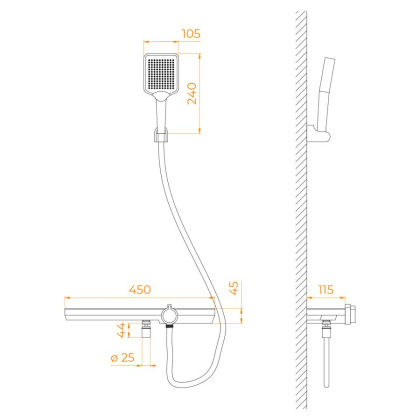 Смеситель душевой RGW SP-40-Gr/Серый с душевым гарнитуром