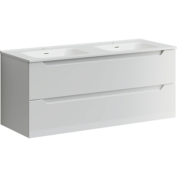 Тумба подвесная SANCOS Norma 2.0 1190х450х500, c двумя ящиками оснащенными доводчиками, белый глянец , арт. NR2.120-2W