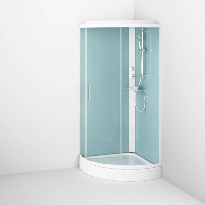 W88C-401-090WT X-Joy кабина душевая  90x90, 1/4 круга,  профиль белый, стекло прозрачное