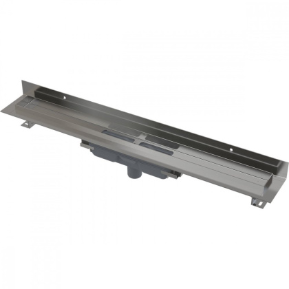 Водоотводящий желоб с порогами для цельной решетки и фиксированным воротником к стене, вертикальный сток