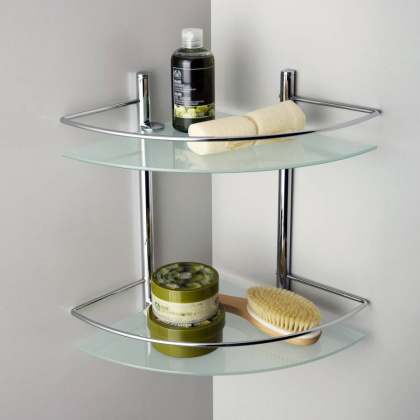 Полка стеклянная двойная, 30,5х42х30,5 см, хром, K-3122