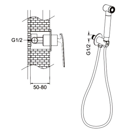 Гигиенический душ со смесителем Rose R1305F, белый/хром Гигиенический душ со смесителем Rose R1305F, белый/хром