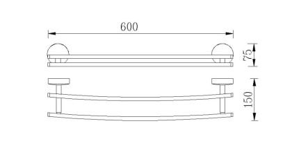 Полотенцедержатель двойной 60 см. RUSH Fiji (FI18532)