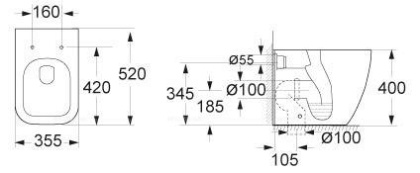Чаша приставного унитаза BelBagno ALPINA BB10100CB