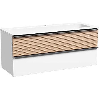 Тумба подвесная SANCOS Delta 1195х445х500, c двумя ящиками оснащенными доводчиками , дуб светлый/белый , арт. DL120W Тумба подвесная SANCOS Delta 1195х445х500, c двумя ящиками оснащенными доводчиками , дуб светлый/белый , арт. DL120W