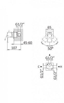 PORTA-DIM-SR Встраиваемый однорычажный смеситель на 1 выход, исполнение sunrise