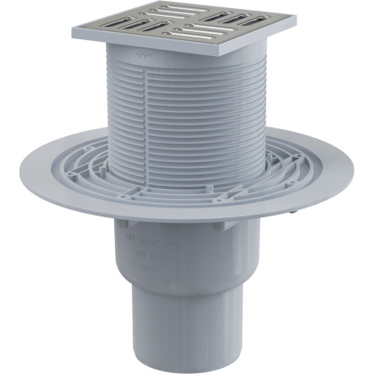 Сливной трап 105×105/50/75 мм прямой сток, решетка из нержавеющей стали, гидрозатвор комбинированный SMART