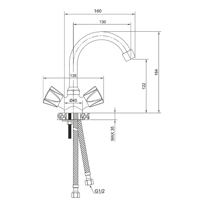 Смеситель для раковины
с поворотным изливом 23110CT Catalona OLIVE'S