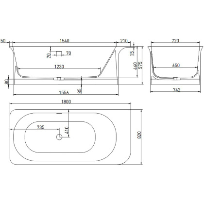 Ванна из искусственного камня Salini S-Stone NINFEA ,102721M