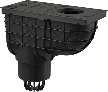 Ливнеотвод 300×155/110 мм, сток – прямой, черный