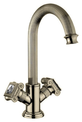 OLIMP-LS2-01-Sw Смеситель для раковины с донным клапаном Исполнение: Хром, Ручки: Swarovski 