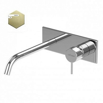 LEAF-BLI1-L-PR Смеситель для раковины встраиваемый, однорычажный, излив и ручка на единой площадке, длина излива 23 см, исполнение Sunrise PVD