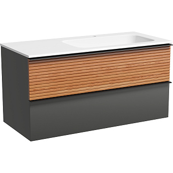 Тумба подвесная SANCOS Delta 995х445х500, c двумя ящиками оснащенными доводчиками, правая, дуб красный/графит , арт. DL100RGR