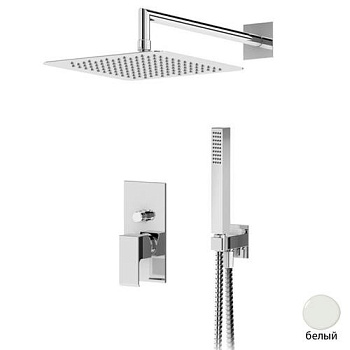 PORTA-DSIPQ-25-BIO Душевая система с переключателем для верхнего и ручного душа, верхний душ из стены, квадратный 25 см, материал металл, исполнение белый матовый PORTA-DSIPQ-25-BIO Душевая система с переключателем для верхнего и ручного душа, верхний душ из стены, квадратный 25 см, материал металл, исполнение белый матовый