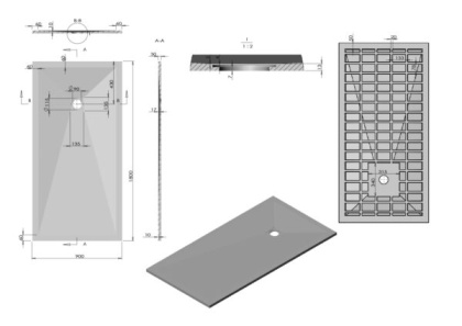 Поддон для душа из искусственного камня VST-4SR9018W, 1800*900*30, белый матовый