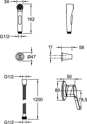 Гигиенический душ E24610-CP Jacob Delafon Elate хром , со смесителем, шт. Гигиенический душ E24610-CP Jacob Delafon Elate хром , со смесителем, шт.