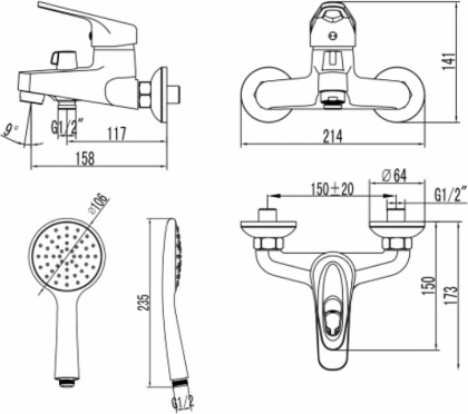 Смеситель Lemark Luna LM4134C для ванны Смеситель Lemark Luna LM4134C для ванны