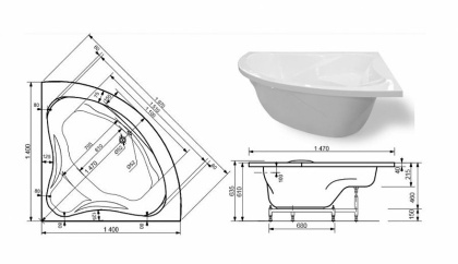 Ванна из искусственного мрамора Эстет Аврора 140x140