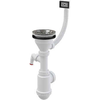 Сифон для мойки с нержавеющей peшeткой DN115, гофропереливом и штуцером Сифон для мойки с нержавеющей peшeткой DN115, гофропереливом и штуцером