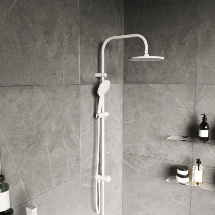 DX977700200 Origin Bit душ. система: верхний душ 230мм, ручн.душ 120мм, 1 режим, штанга 1010мм, Белый DX977700200 Origin Bit душ. система: верхний душ 230мм, ручн.душ 120мм, 1 режим, штанга 1010мм, Белый