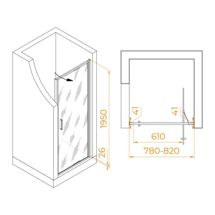 Душевая дверь  80*195 RGW SV-05-B Чёрный/Прозрачное/8 мм (Easy)