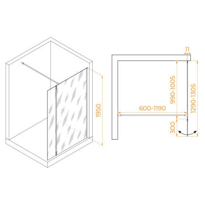 Душевая перегородка RGW WA-050 (WA-002 + Z-070), 351005003-11