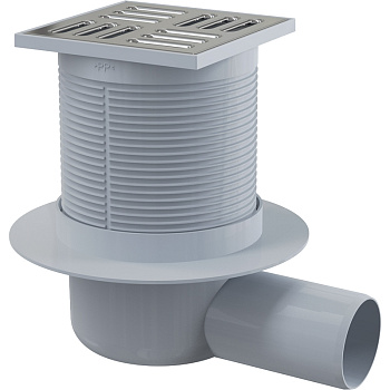 Сливной трап 105×105/50 мм боковой сток, решетка из нержавеющей стали, гидрозатвор мокрый Сливной трап 105×105/50 мм боковой сток, решетка из нержавеющей стали, гидрозатвор мокрый