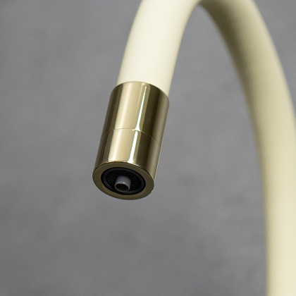 Смеситель для кухни с гибким изливом, с подключением к фильтру питьевой воды, латунь/золото/бежевый