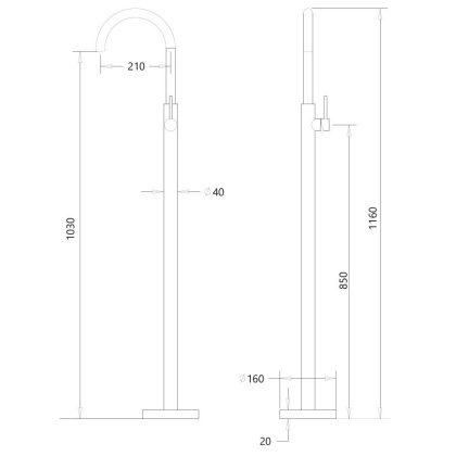 Смеситель ABBER Wasser Kreis AF8141 напольный для раковины, хром