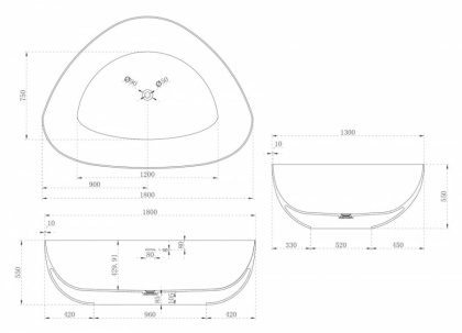 Ванна из литьевого мрамора Abber Stein 180х130 AS9608