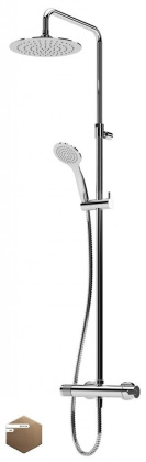 LEAF-CDA-25-L-SS Душевая стойка телескопическая, с верхним и ручным душем, верхний душ диаметр 250 мм , исполнение Sunset