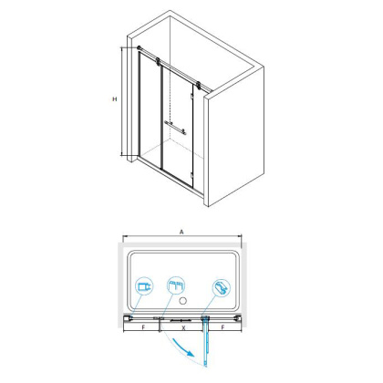 Душевая дверь в нишу RGW Viscount VI-02 140 петли Золото стекло прозрачное