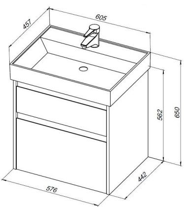 Тумба под раковину Aquanet Nova Lite 60 дуб серый (2 ящика)