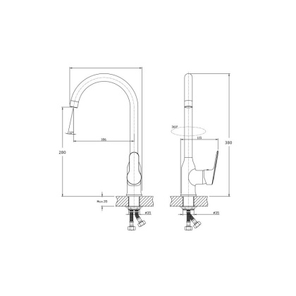 Смеситель для кухонной мойки RUSH Crete (CR3535-23) Смеситель для кухонной мойки RUSH Crete (CR3535-23)